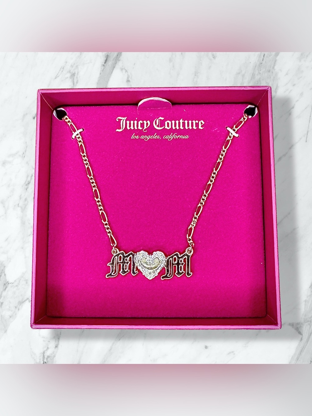 Juicy Couture Gold-tone 'M♡M' Heart Pendant Necklace